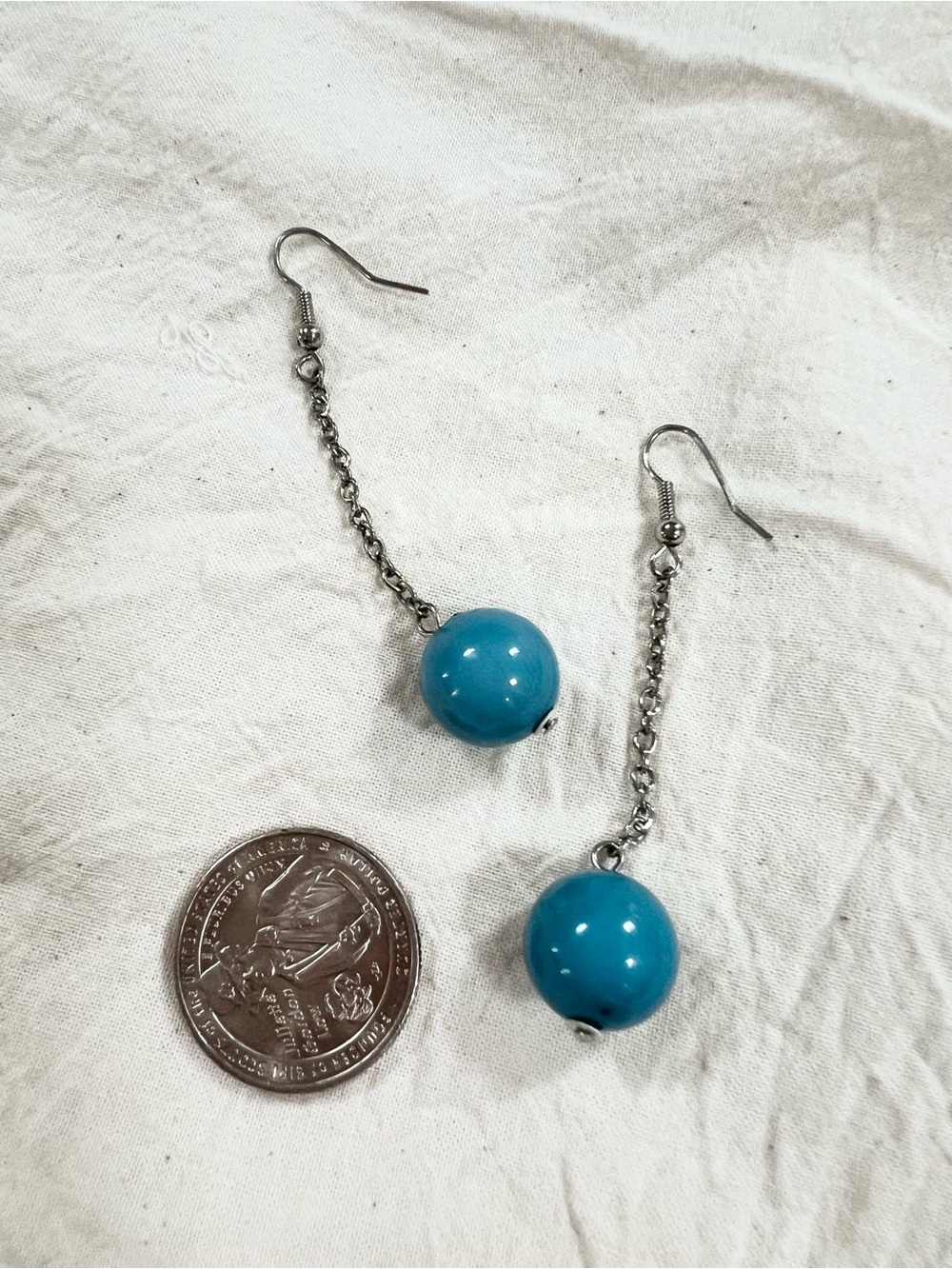 J. Crew Turquoise Bead Drop Chain Earrings